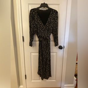 Black floral maternity wrap dress